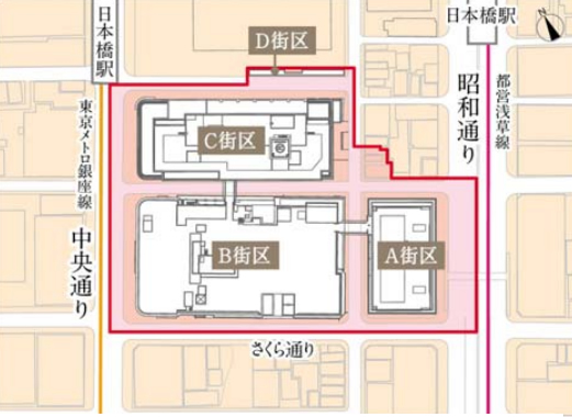 街区平面図 (髙島屋日本橋店は B 街区)