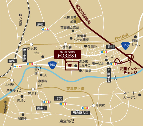 関越自動車道「花園IC」より車で2分