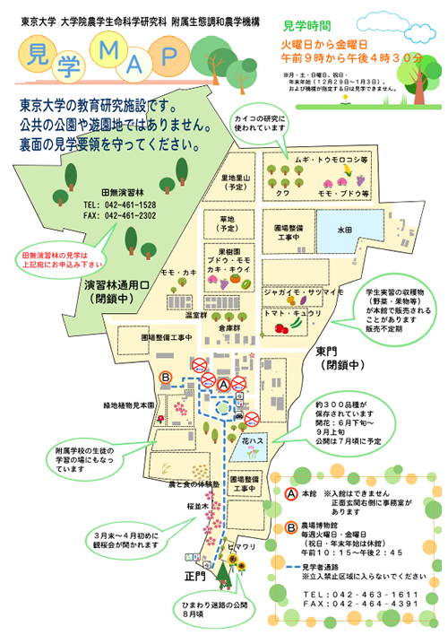 東大生態調和農学機構 見学マップ