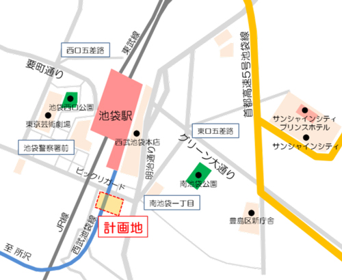 池袋旧本社ビル建替え計画地案内図