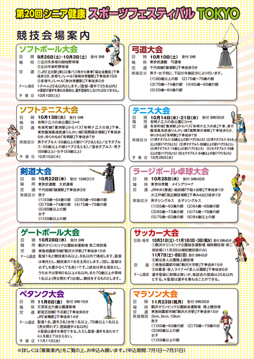 59歳以上が対象のスポーツイベント「第20回シニア健康スポーツフェスティバルTOKYO」