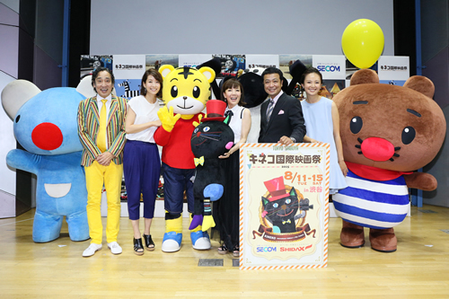 6月23日(火)の記者会見<br />戸田恵子さん、中山秀征さん、内田恭子さん、ルー大柴さん、白石みきさん、志太勤一さん(シダックス会長)らが登壇