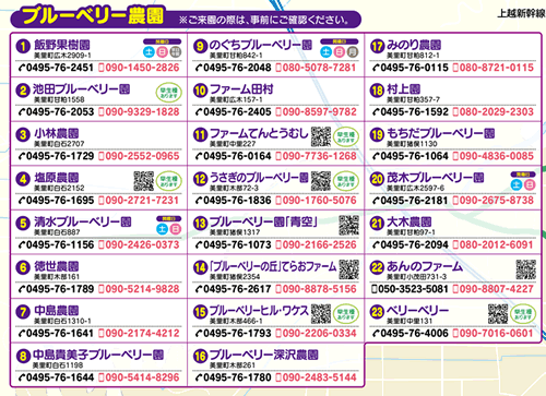 農園案内ダイヤル:090-8890-8517(7月18日~9月上旬の8:00~16:00)ではその日に開園している農園を案内している