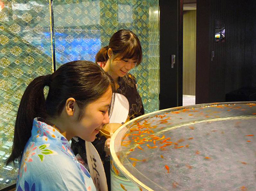 浴衣を着て「ペンギン花火」や江戸リウムの金魚を観賞するイベント「ゆかたで花火」イメージ