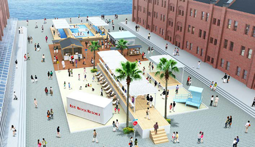 横浜赤レンガ倉庫で米西海岸のビーチリゾートをテーマにした夏季限定イベントを7/31~8/30開催