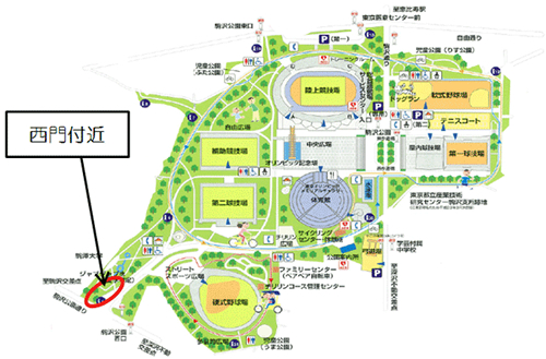 出店場所は駒沢オリンピック公園西門付近