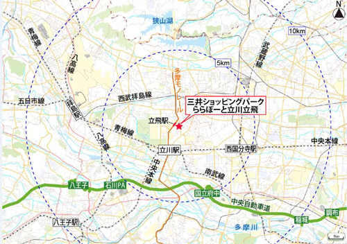 三井ショッピングパーク ららぽーと立川立飛広域図