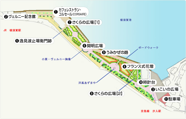 ヴェルニー公園（横須賀市） マップ