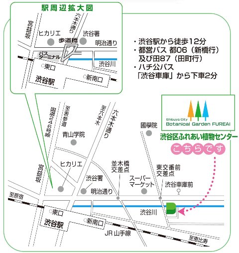 渋谷区ふれあい植物センター園内マップ