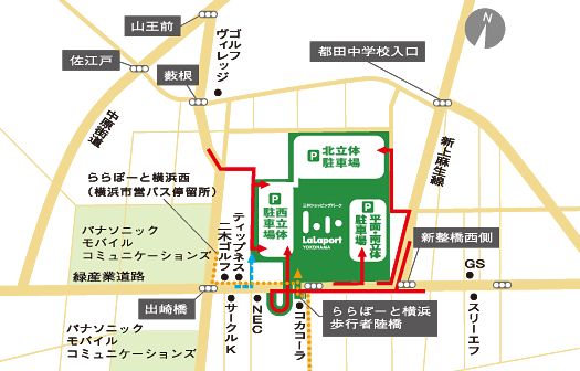 ららぽーと横浜アクセスマップ