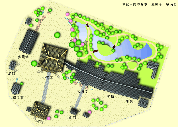 不動ヶ岡不動尊 總願寺（埼玉県加須市）境内マップ
